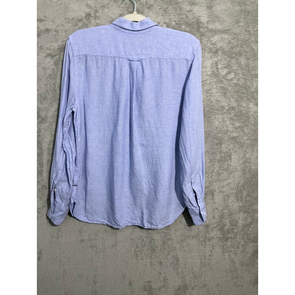 Baird McNutt for J.Crew Irish Linen Shirt Size 6 Blue Preppy Minimalist Office - Picture 3 of 6